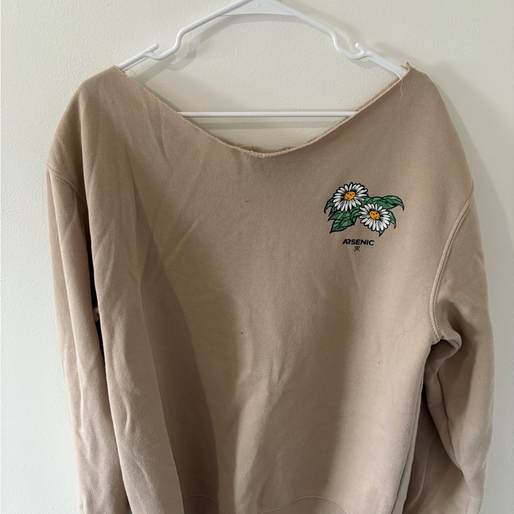 Tan Off-the-Shoulder Sweater